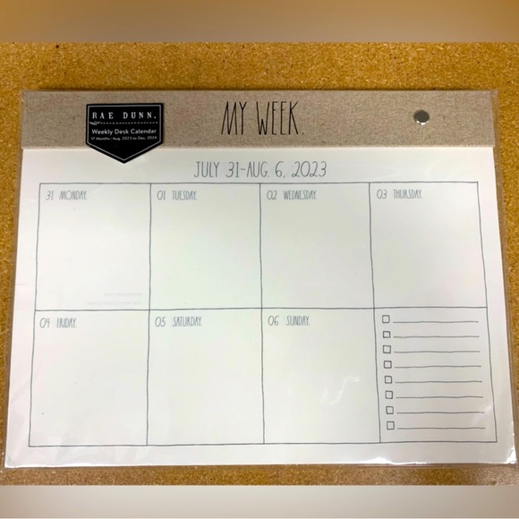 Rae Dunn Office Rae Dunn 224 Weekly Desk Calendar New Poshmark